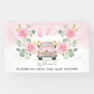Banderoles Fleurs de roses en or rose pour bienvenue de Baby 