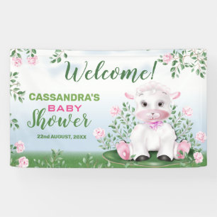 Banderoles Fleurs de roses roses agneau Baby Shower
