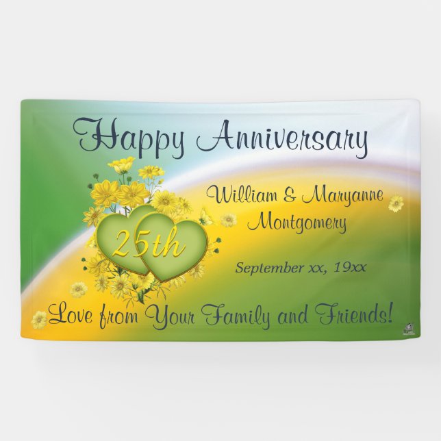 Banderoles Fleurs jaunes du 25e anniversaire Love Celebration (Horizontal)