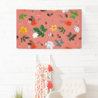 Banderoles Fleurs jaunes et roses blanches 19