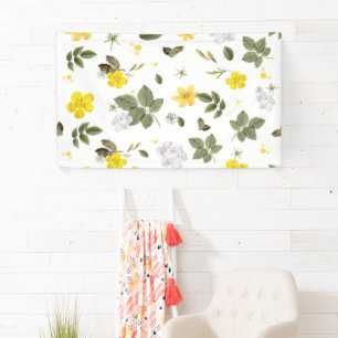 Banderoles Fleurs jaunes et roses blanches 3
