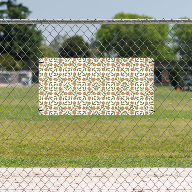 Banderoles Fleurs orange, Motif Floral, Verdure, Boho (Insitu)