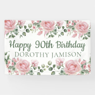 Banderoles Fleurs personnalisées pour les 90 ans