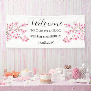 Banderoles Fleurs roses de cerise Fleur rose Mariage rustique