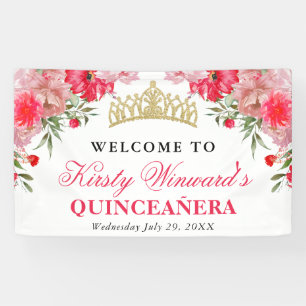 Banderoles Fleurs roses et blush pour Quinceanera