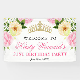 Banderoles Fleurs roses et jaunes Fête d'anniversaire de bien