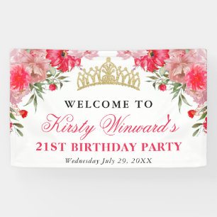 Banderoles Fleurs roses et saumonées d'anniversaire d'été