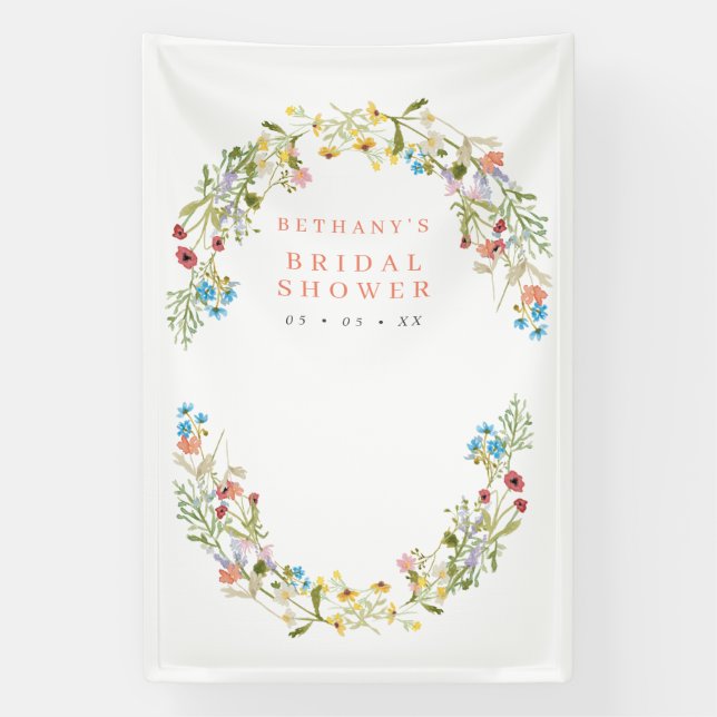 Banderoles Fleurs sauvages de printemps rustique Fond photo d (Verticale)