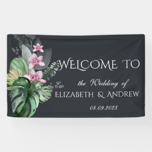 Banderoles Fleurs tropicales Mariage sombre