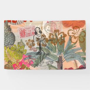 Banderoles Fleurs Vintage Hula Coloré Hawaïen Tropical