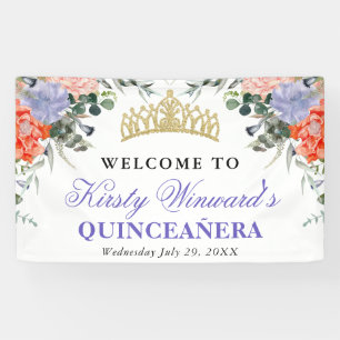 Banderoles Fleurs Violettes et Orange Quinceanera