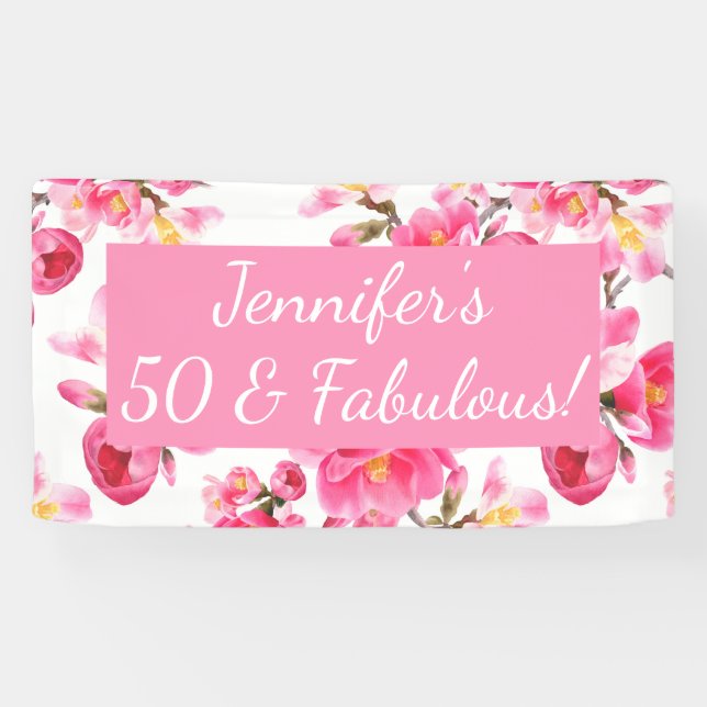 Banderoles Floral 50 et Fabuleux 50e anniversaire (Horizontal)