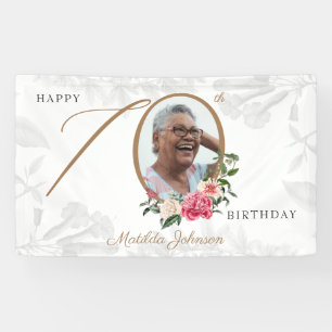 Banderoles Floral 70e anniversaire White Gold Botanical Photo