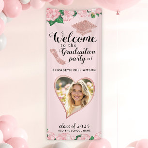 Banderoles Floral Blush Pink Graduation Welcome