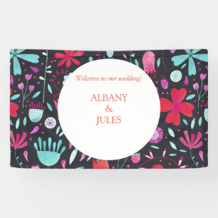 Banderoles Floral Boho Aquarelle Mariage foncé