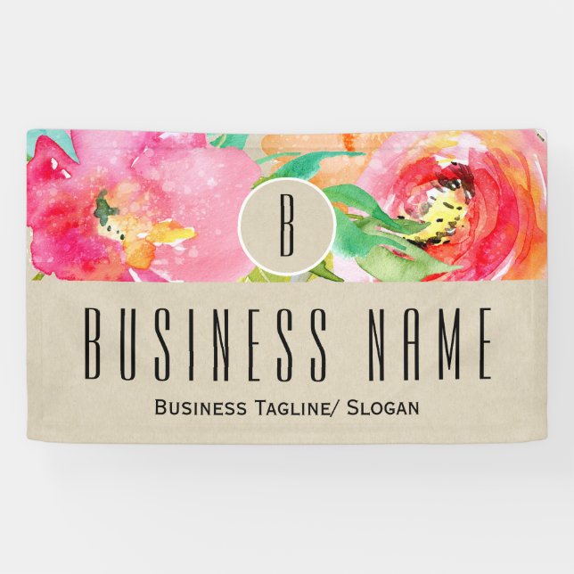 Banderoles Floral coloré Moderne Rustique Botanique Kraft (Horizontal)