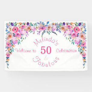 Banderoles Floral Elegant 50 et Fabulous Birthday