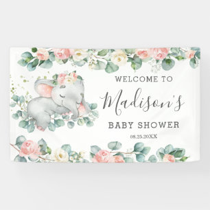 Banderoles Floral Greenery Elephant Baby shower Bienvenue à 