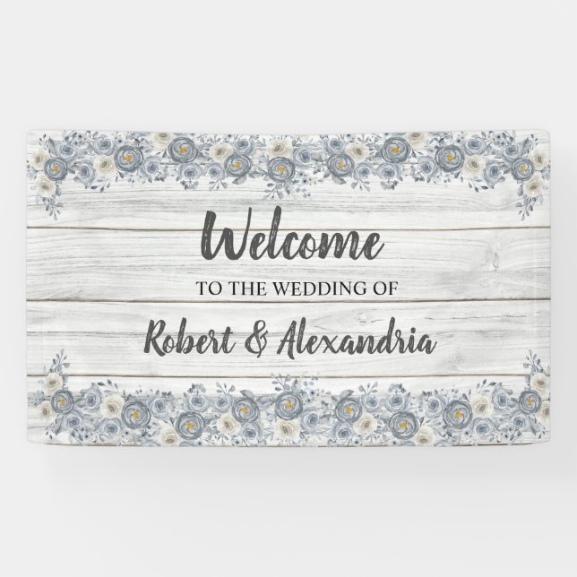 Banderoles Floral gris | Mariage de bienvenue (Horizontal)