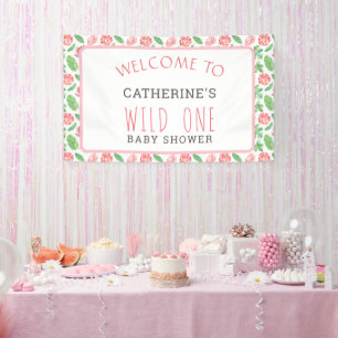Banderoles Floral Jungle Safari Baby shower fille Bienvenue