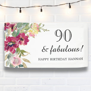 Banderoles Floral rose Bourgogne 90e anniversaire