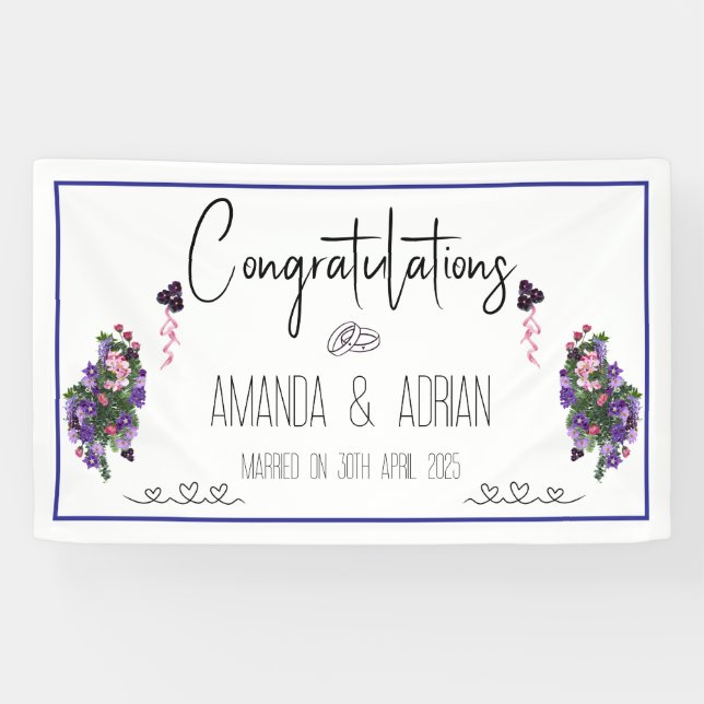 Banderoles Floral rose et violet (Horizontal)