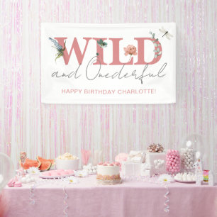 Banderoles Floral rose Wild & Onederful Girl 1er anniversaire