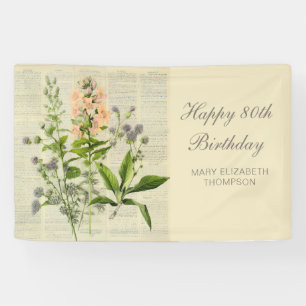 Banderoles Floral vintage 80e anniversaire