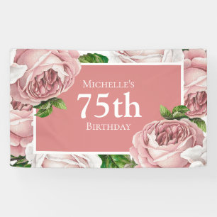 Banderoles Floral Vintage rose pâle 75e anniversaire