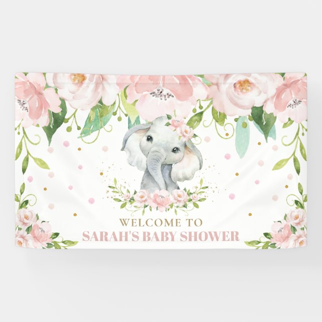 Banderoles Flore rose pâle Chic Elephant Accueil (Horizontal)