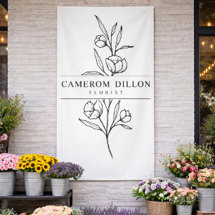 Banderoles Floriste dessiné à la main Boutique de fleurs d'en