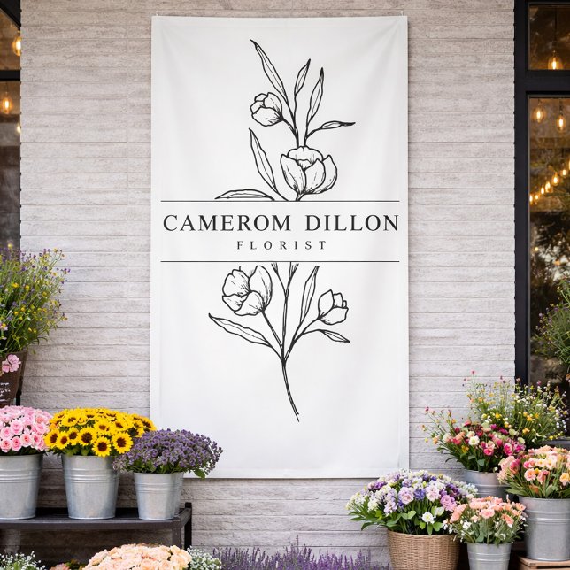 Banderoles Floriste dessiné à la main Boutique de fleurs d'en (Créateur téléchargé)