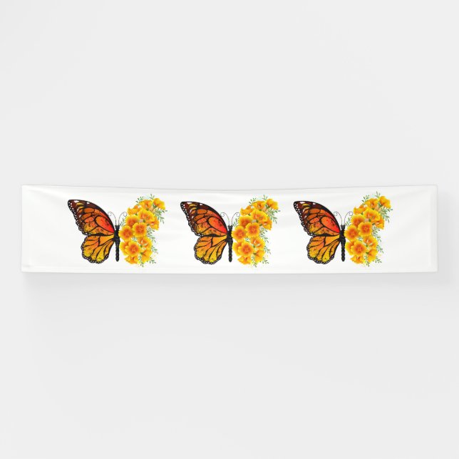Banderoles Flower Butterfly with Yellow California Poppy (Horizontal)