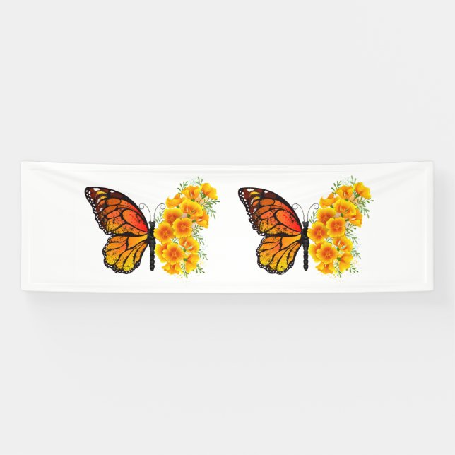 Banderoles Flower Butterfly with Yellow California Poppy (Horizontal)