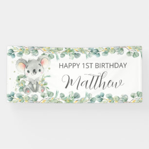 Banderoles Fond de bienvenue avec koala mignon et eucalyptus 