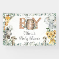 Fond de décor de Baby Shower Jungle Végétal