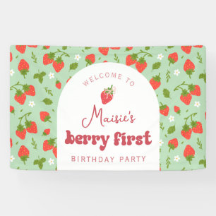 Banderoles Fond de fête du premier anniversaire Strawberry Be