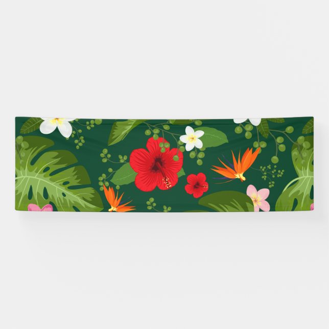 Banderoles Fond de fleurs tropicales 7 (Horizontal)