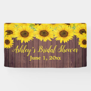 Banderoles Fond de mariage de tournesols Prop en bois rustiqu