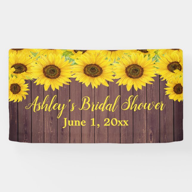 Banderoles Fond de mariage de tournesols Prop en bois rustiqu (Horizontal)