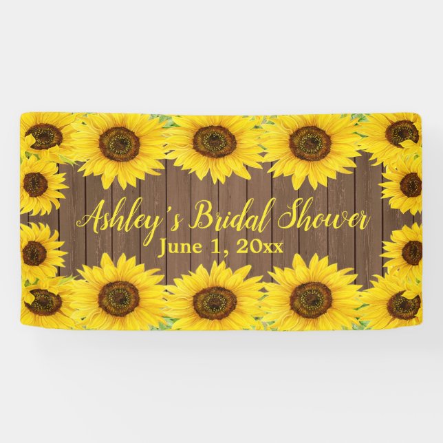 Banderoles Fond de mariage de tournesols Prop en bois rustiqu (Horizontal)