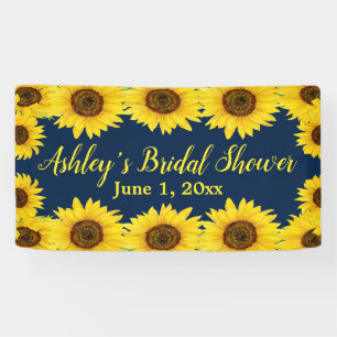 Banderoles Fond de mariage tournesols Prop Floral Navy