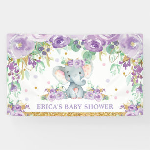 Banderoles Fond de scène pour Baby Shower avec éléphant migno