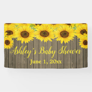 Banderoles Fond de shower bébé Tournesols Prop en bois rustiq