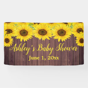 Banderoles Fond de shower bébé Tournesols Prop en bois rustiq