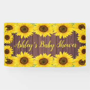 Banderoles Fond de shower bébé tournesols Prop en bois rustiq