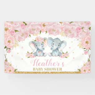 Banderoles Fond de toile de fond pour Baby Shower éléphant ju