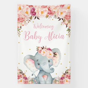 Banderoles Fond de toilette pour bébé éléphant floral pêche r