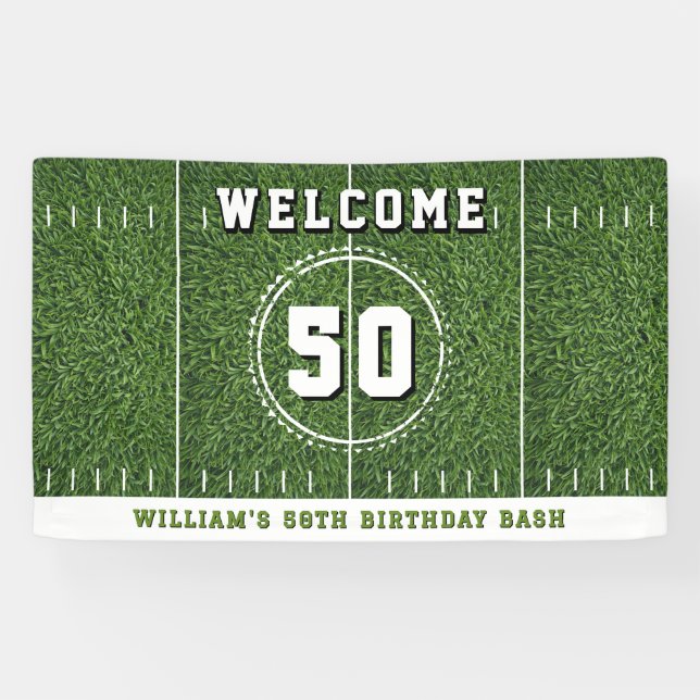Banderoles Football Field 50 Yard Line 50th Birthday Party (Horizontal)