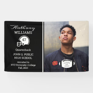 Banderoles Football Player Photo Black Graduation